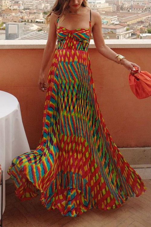 Molly™ | Strap Contrast Print Swing Maxi Vacation Dress