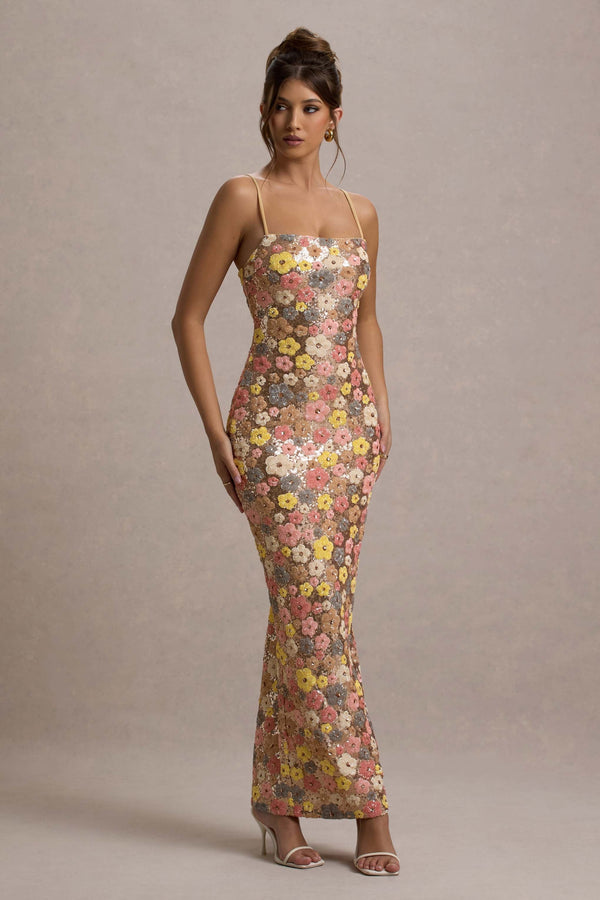 Elara™ | Sequin Bloom Maxi Dress