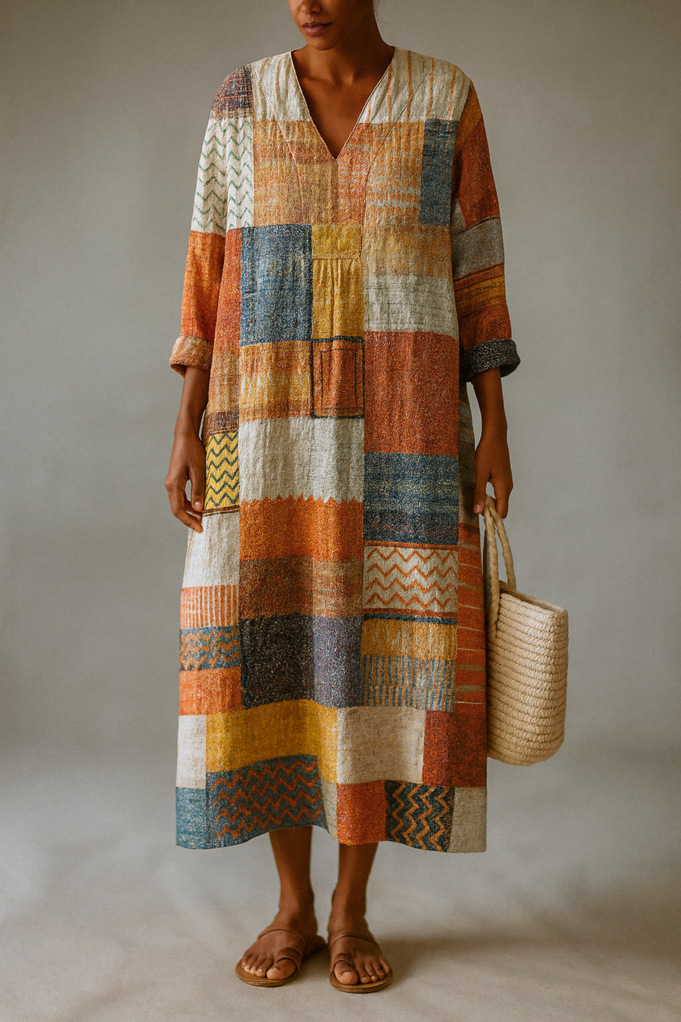 Hazel™ | Patchwork Harmony Boho Maxi Dress