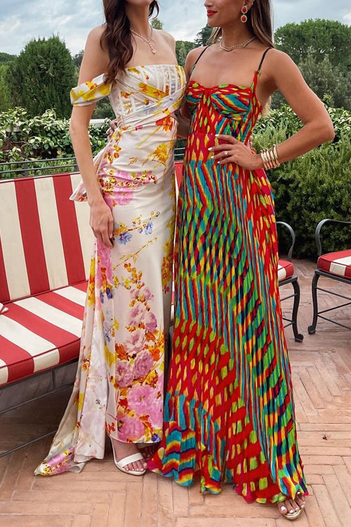 Molly™ | Strap Contrast Print Swing Maxi Vacation Dress