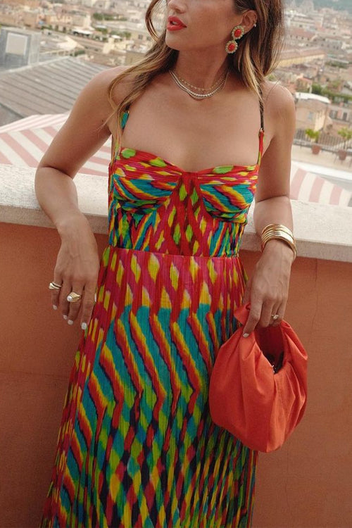Molly™ | Strap Contrast Print Swing Maxi Vacation Dress
