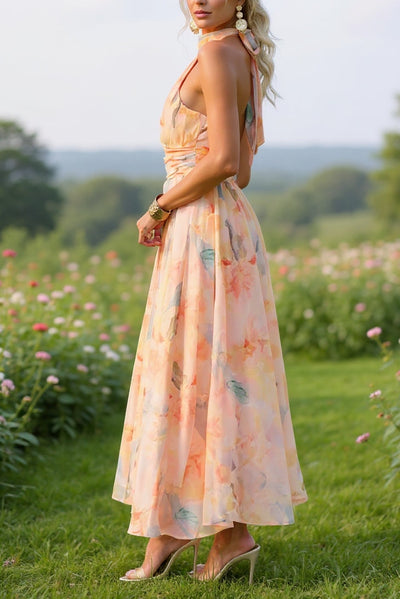 Marina™ | Halter Neck Open-Back Maxi Dress
