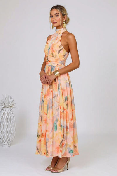 Marina™ | Halter Neck Open-Back Maxi Dress