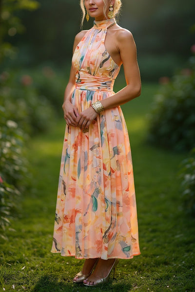 Marina™ | Halter Neck Open-Back Maxi Dress