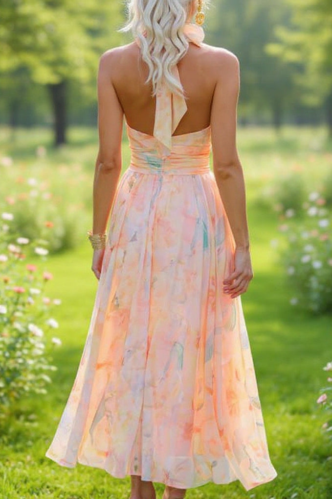 Marina™ | Halter Neck Open-Back Maxi Dress