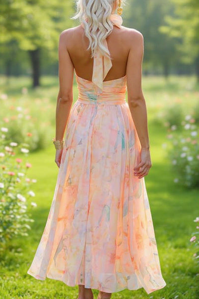 Marina™ | Halter Neck Open-Back Maxi Dress