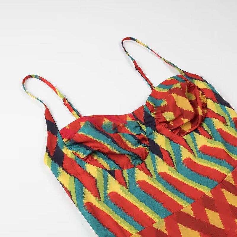 Molly™ | Strap Contrast Print Swing Maxi Vacation Dress