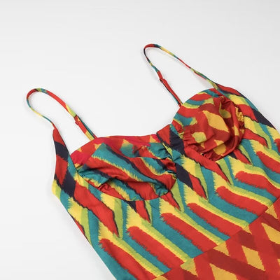 Molly™ | Strap Contrast Print Swing Maxi Vacation Dress