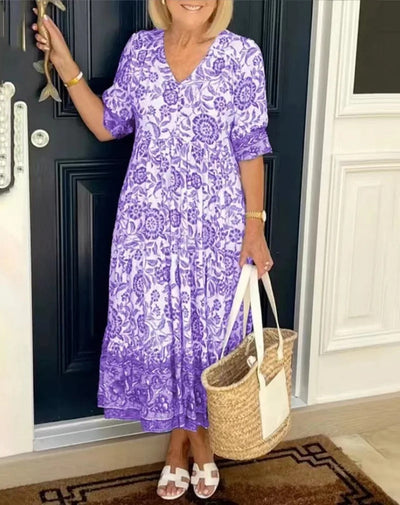 Azariah™ | Elegant Floral Dress with V-Neck