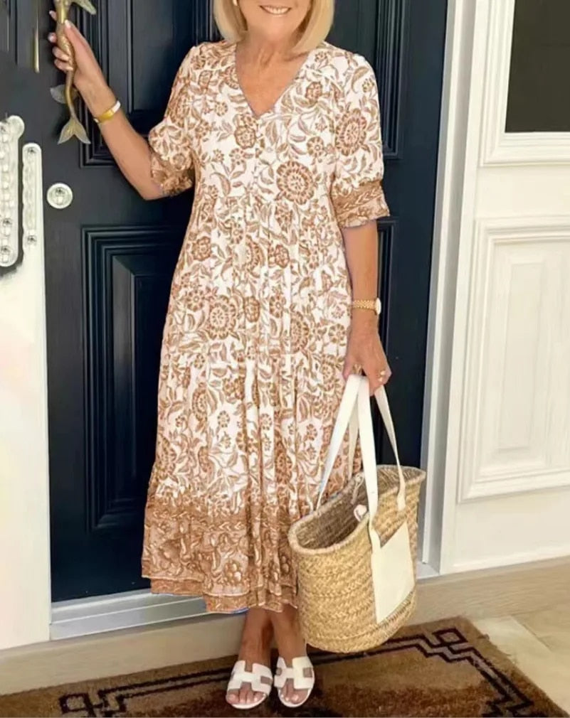Azariah™ | Elegant Floral Dress with V-Neck