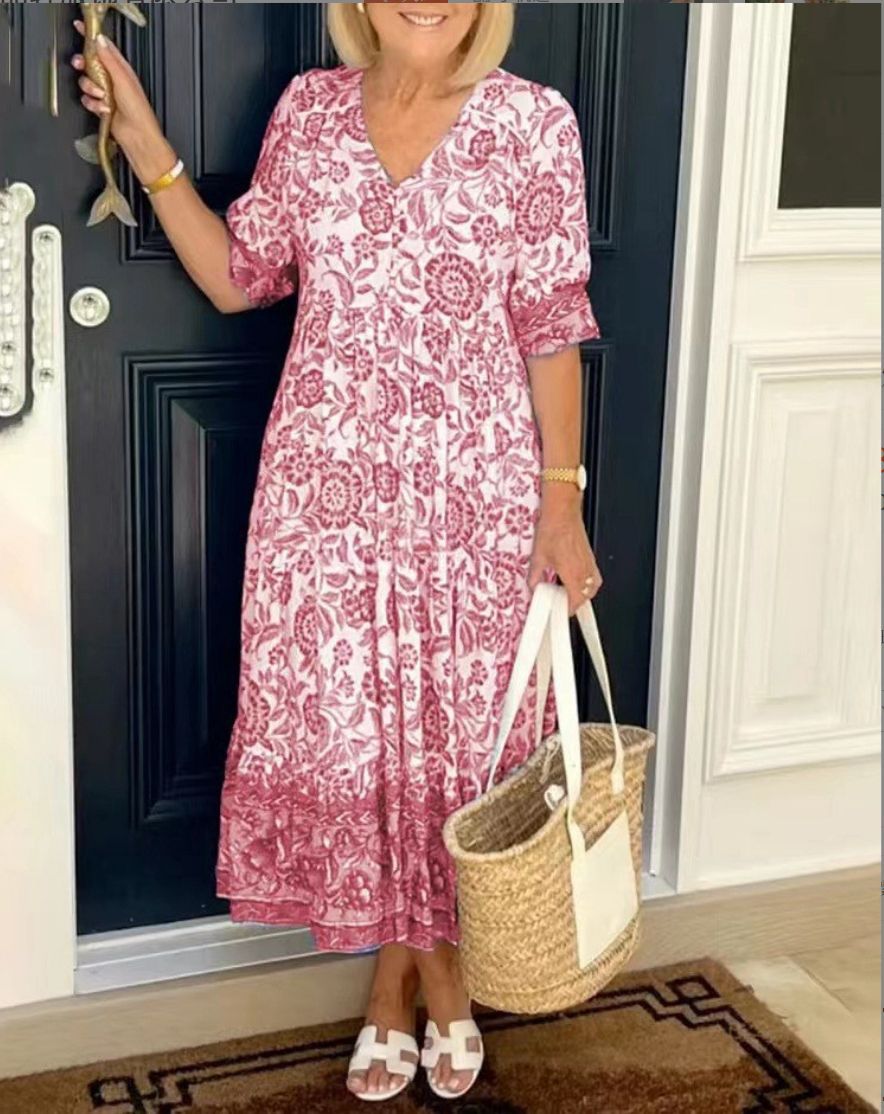 Azariah™ | Elegant Floral Dress with V-Neck