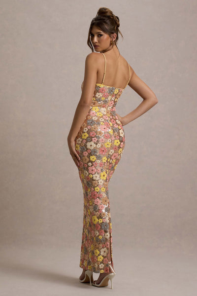 Elara™ | Sequin Bloom Maxi Dress