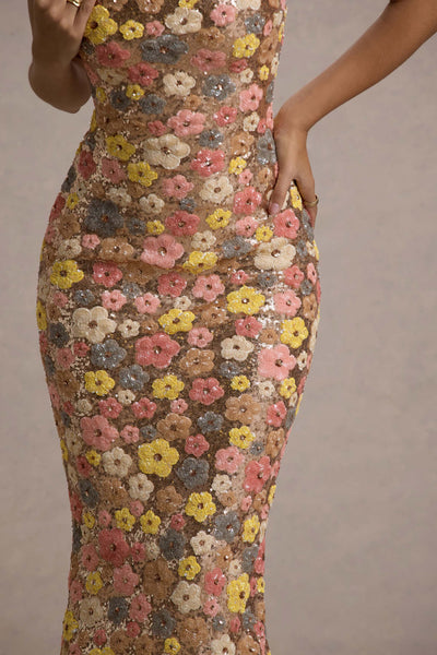 Elara™ | Sequin Bloom Maxi Dress